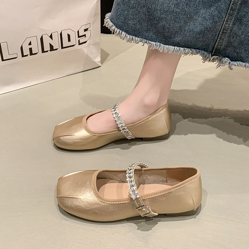 Damen Ballerinas mit funkelndem Riemen R&B