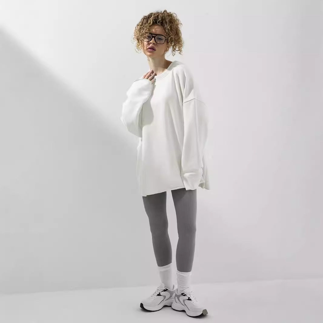Damen Oversized Sweatshirt mit langen Ärmeln und Rundhalsausschnitt R&B
