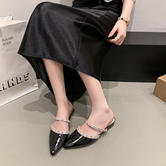Damen Elegante Mules mit glitzernden Schmuckdetails R&B