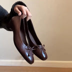 Damen elegante Ballerinas mit stabiler Sohle und dekorativem Schleifenakzent R&B