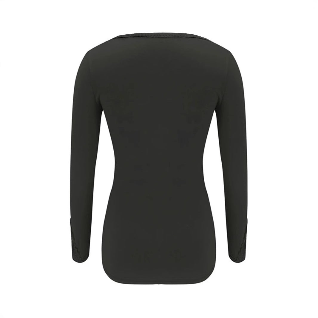 Damen Elegantes Oberteil mit transparentem Spitzenverlauf und funkelnden Applikationen R&B