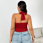 Damen Crop-Top mit tiefem V-Ausschnitt und tailliertem Schnitt R&B