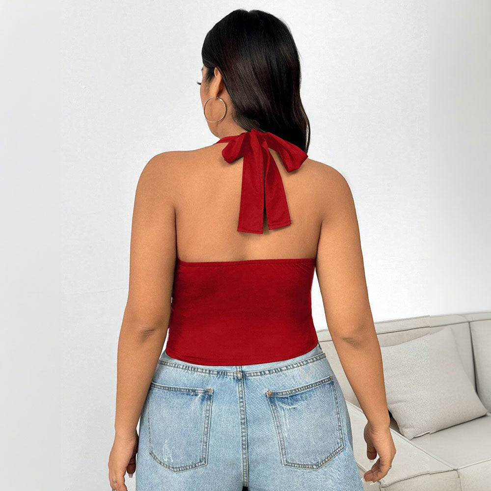 Damen Crop-Top mit tiefem V-Ausschnitt und tailliertem Schnitt R&B