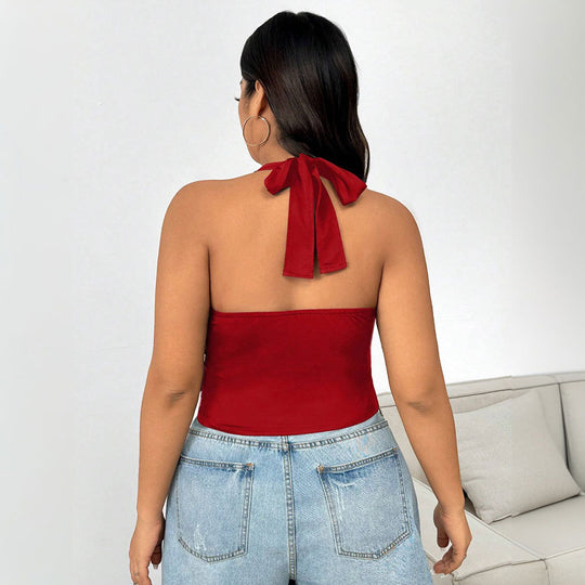Damen Crop-Top mit tiefem V-Ausschnitt und tailliertem Schnitt R&B