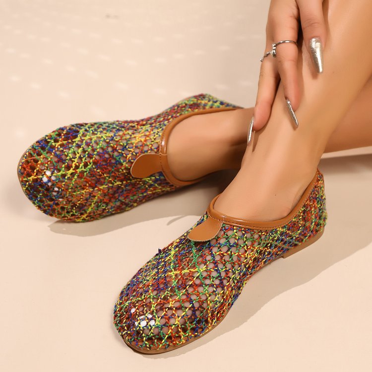 Damen Clogs mit buntem Netzdesign und rutschfester Sohle R&B