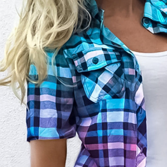 Damen Karohemd mit lässigem Schnitt und aufgesetzten Taschen Heidi-Mode