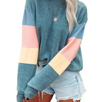 Damen Freizeitpullover mit buntem Ärmeldesign R&B