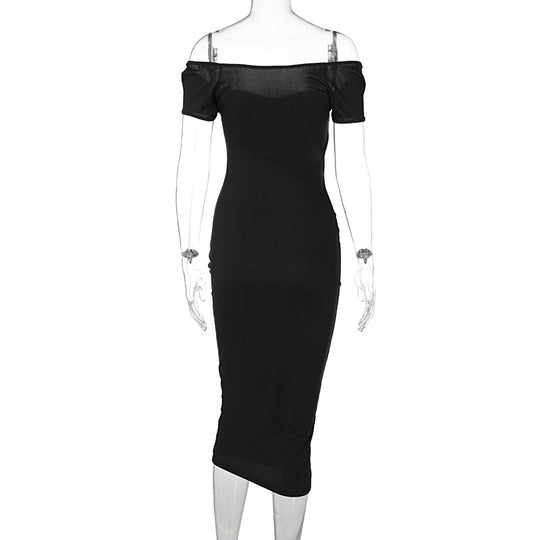 Damen Figurnahes Midi-Kleid mit schulterfreiem Design und eleganten Raffungseffekten R&B