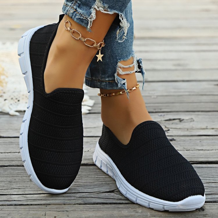 Damen Slip-On Sneakers mit atmungsaktiver Oberflächenstruktur und rutschfester Sohle R&B