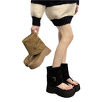 Damen Plateau-Stiefel mit geschwungenem Riemendesign R&B