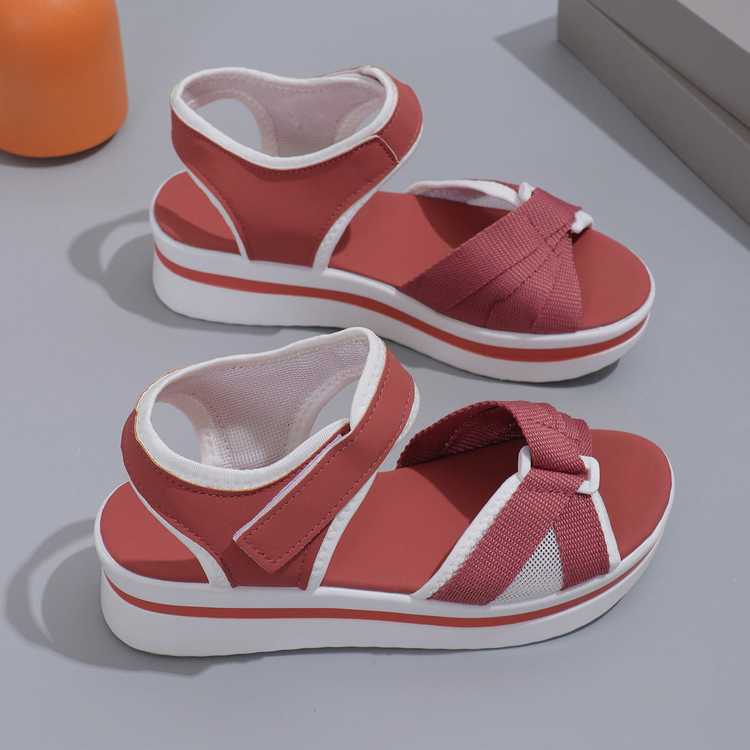 Damen luftige Plateausandalen mit komfortablem Klettverschluss R&B