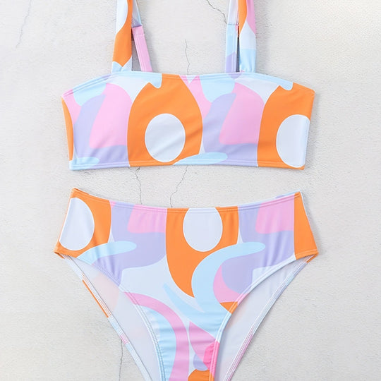 Damen Bikini-Set mit modischem grafischen Design und breiten Trägern R&B
