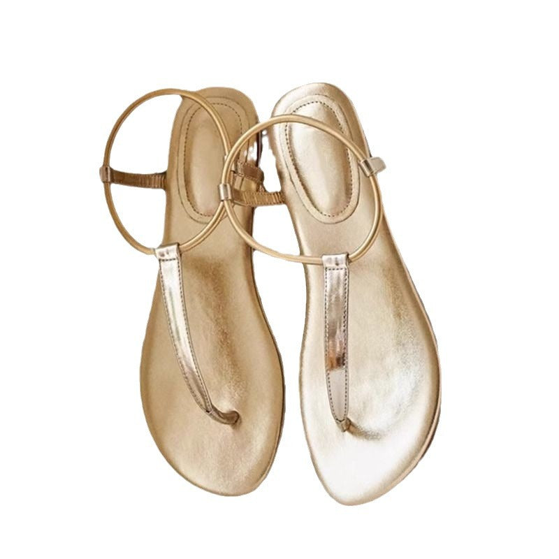 Damen Elegante Zehentrenner-Sandalen mit glänzendem Riemendesign R&B