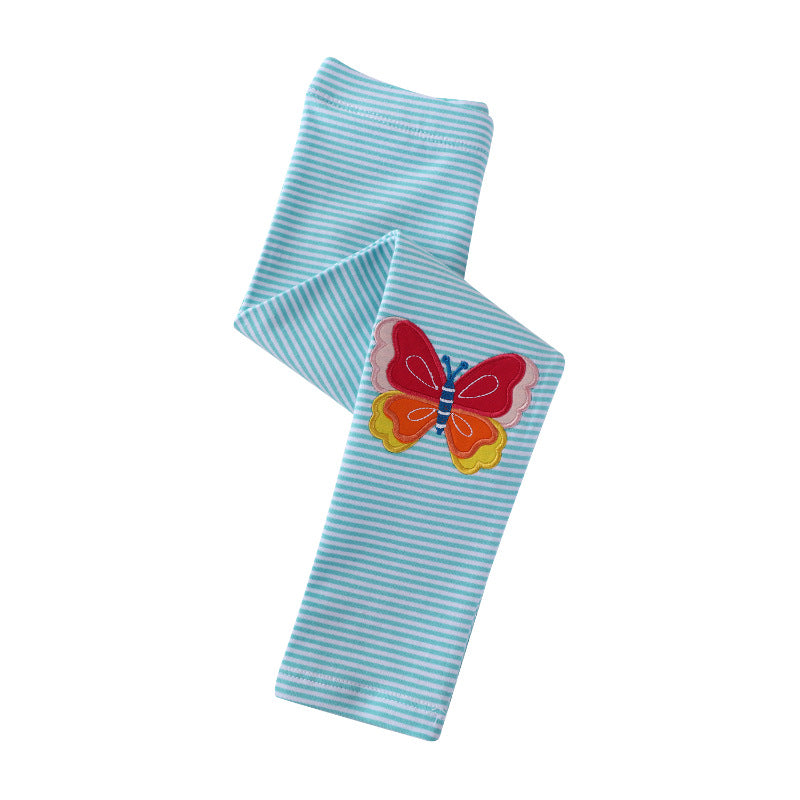 Mädchen Leggings mit buntem Schmetterlings- und Blumenapplikationen R&B