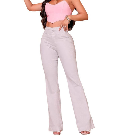 Damen Flared Jeans mit hohem Bund und figurbetontem Schnitt R&B