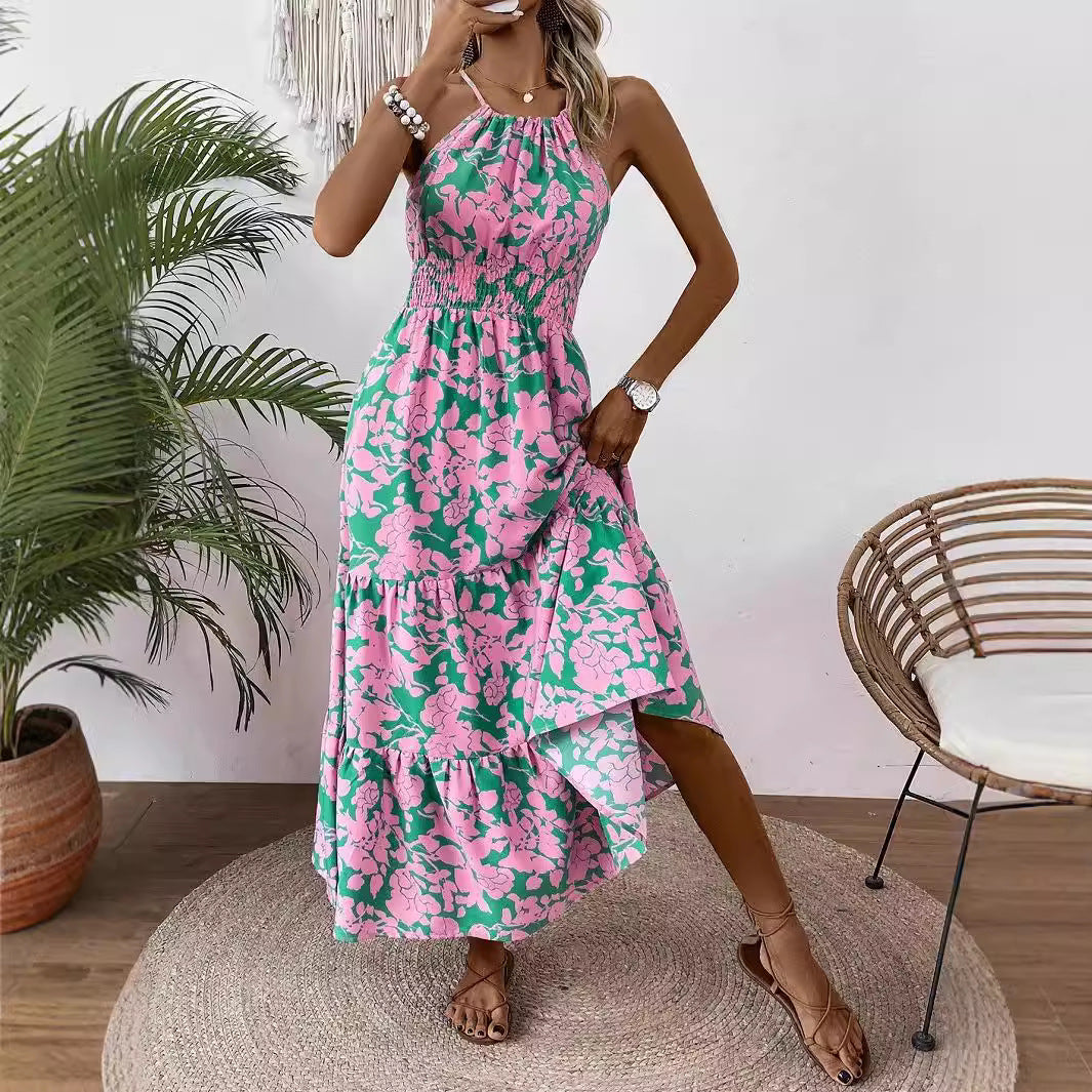 Damen Maxikleid mit floralem Muster und elastischem Tailleneinsatz R&B