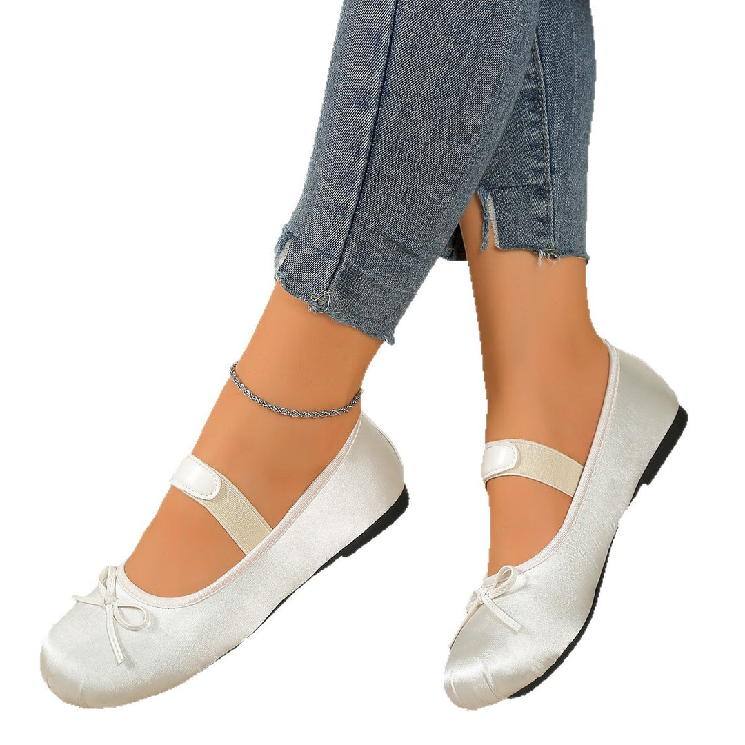 Damen Ballerinas mit elastischem Riemen und dekorativem Schleifen-Detail R&B
