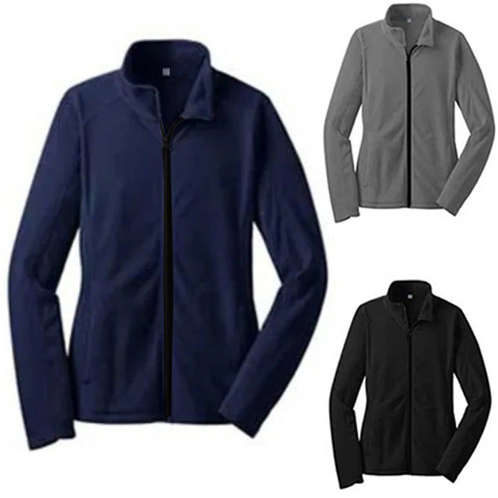 Damen Fleecejacke mit hochschließendem Kragen und seitlichen Taschen R&B