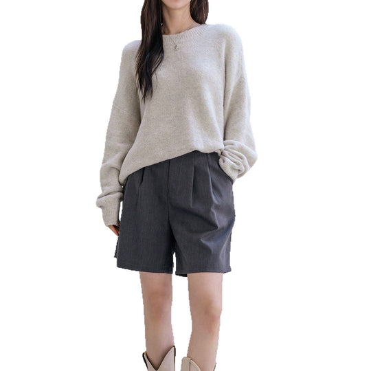 Damen Lässiger Strickpullover mit weitem Schnitt und komfortabler Passform R&B