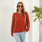 Damen Strickpullover mit strukturiertem Zopfdesign und weitem Schnitt R&B