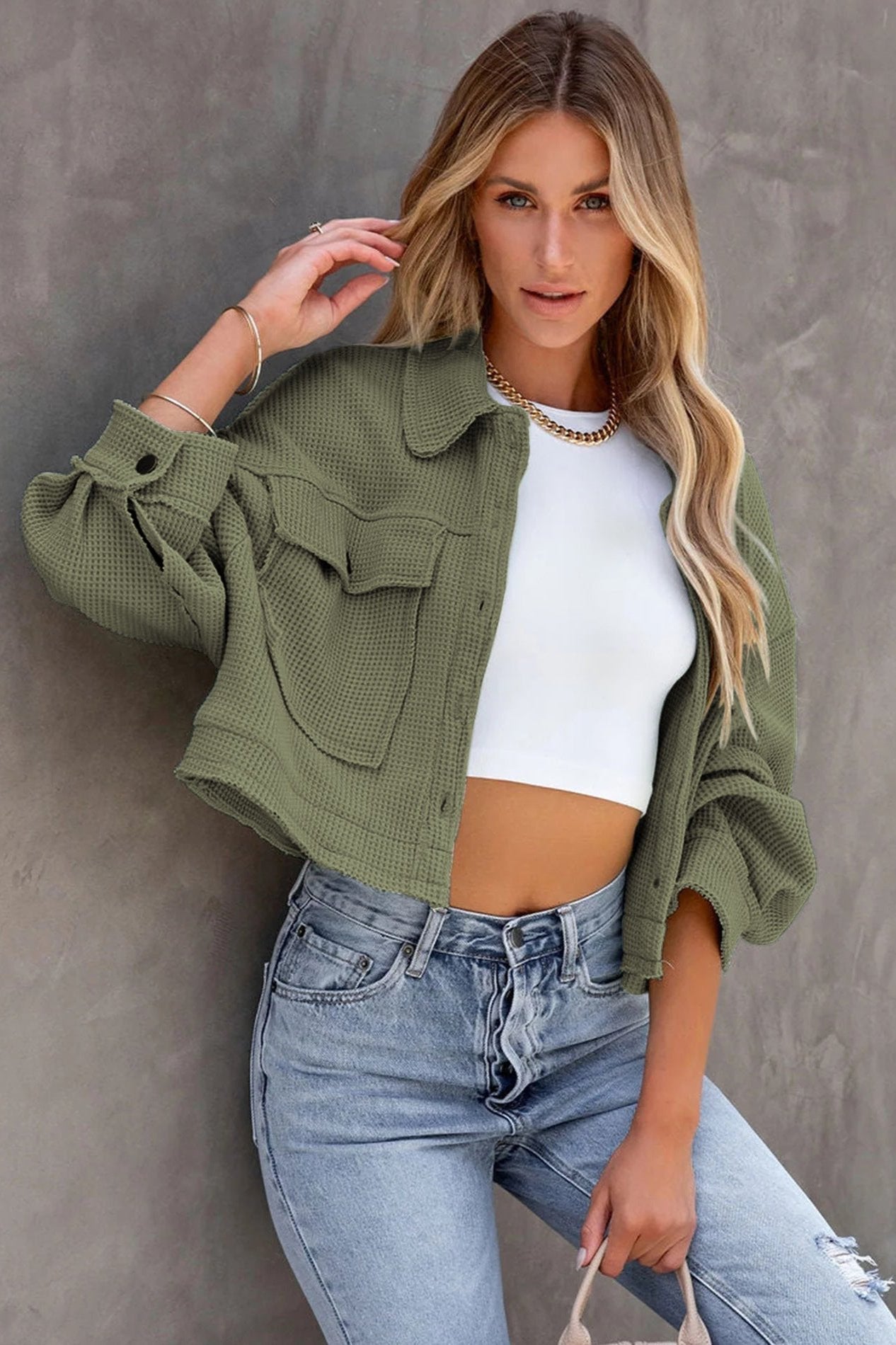 R&B | Waffelstrickjacke Leicht und Trendy Perfekt für Lagenlook