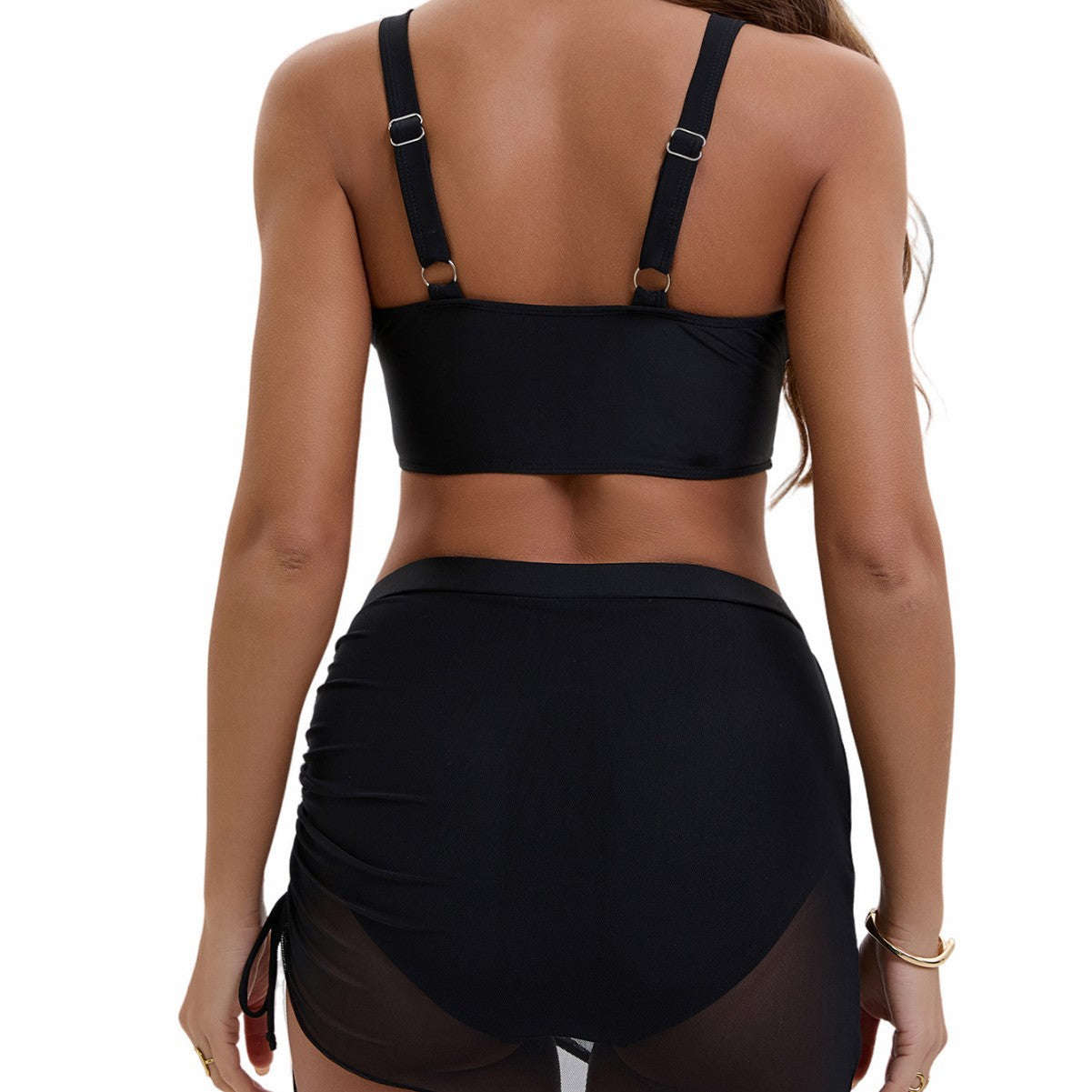 Damen Sportlicher Bikini mit verstellbaren Trägern und seitlichem Raffungselement R&B