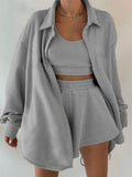 Damen lässiges Sweat-Outfit mit oversize Jacke und Shorts