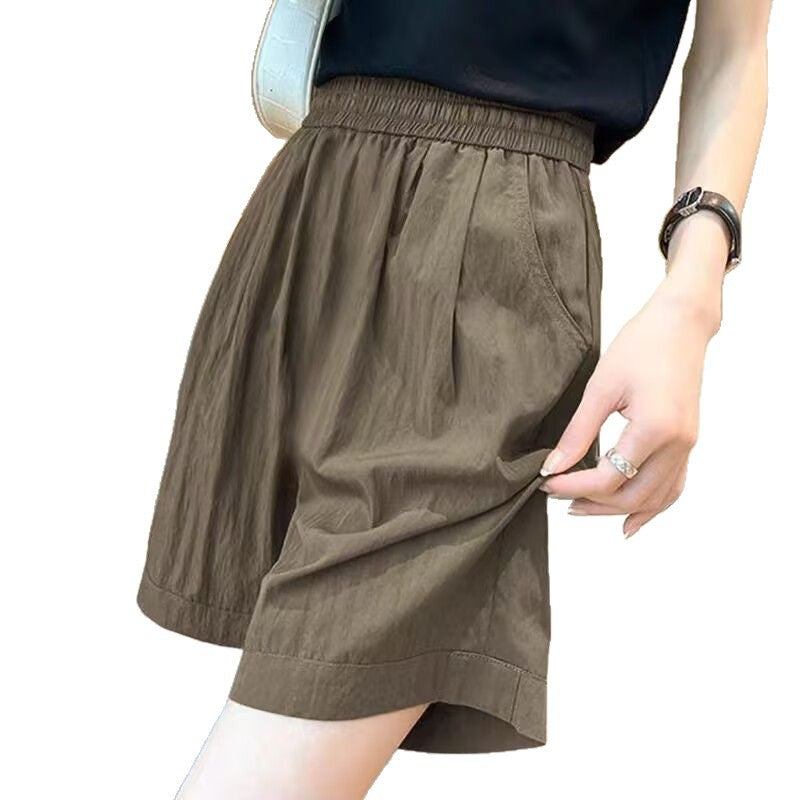 Damen lässige Shorts mit elastischem Bund und seitlichen Eingrifftaschen