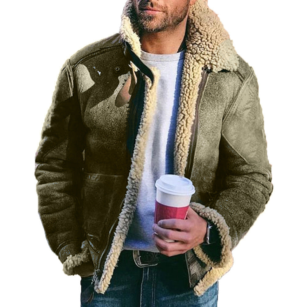 Herren gefütterte Lederjacke im Vintage-Stil R&B