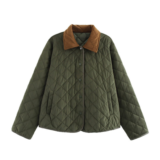 Damen gesteppte Übergangsjacke mit klassischem Stehkragen und praktischen Taschen R&B
