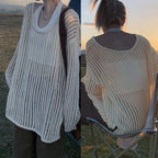 Damen luftiger Strickpullover mit weitem Schnitt und dezentem Lochmuster