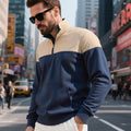 Herren nan gesteppter Halbzip Sweater mit Kängurutasche und Stehkragen R&B
