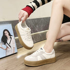 Damen Plateausneaker mit stylischer Kombination aus Leder und Wildleder