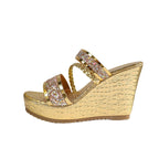 Damen Wedge-Sandalen mit funkelnden Akzenten und elegantem Krokodil-Design R&B