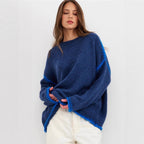 Damen kuscheliger Strickpullover mit kontrastierenden Akzentdetails R&B