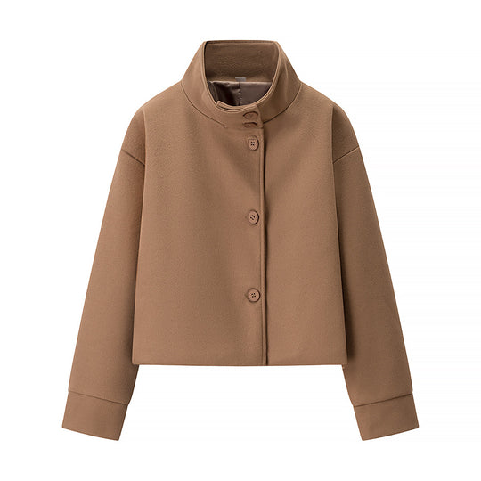 Damen elegante Kurzjacke mit hohem Kragen und dekorativen Knöpfen R&B