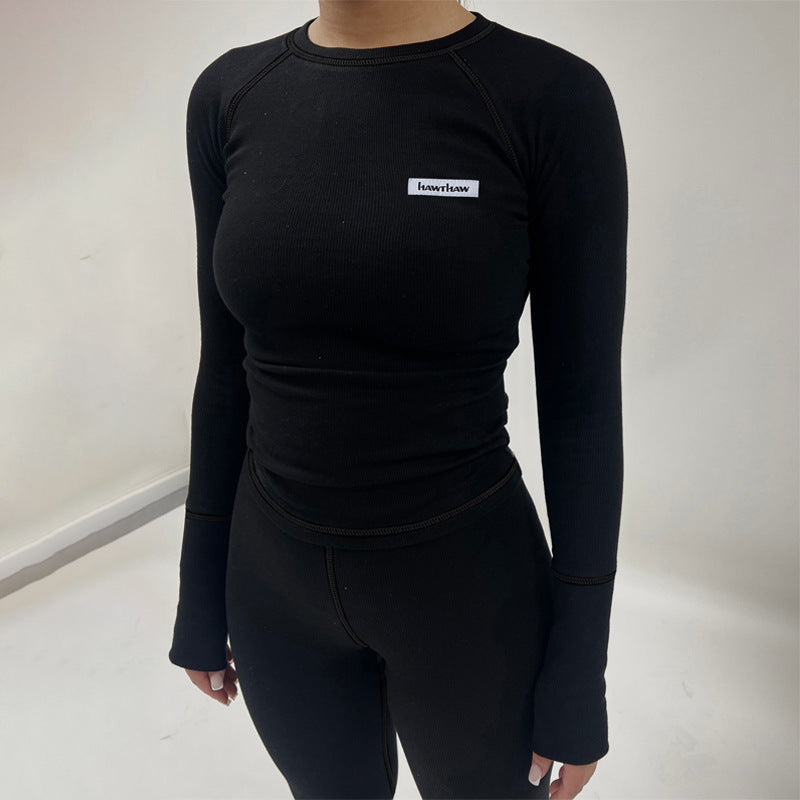 Damen Sportliches Funktions-Set mit langärmligem Oberteil und enganliegender Hose R&B