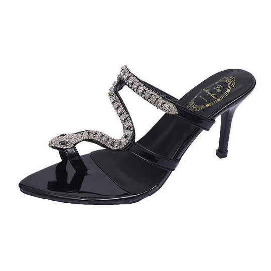 Damen elegante Mules mit funkelnden Strassdetails R&B