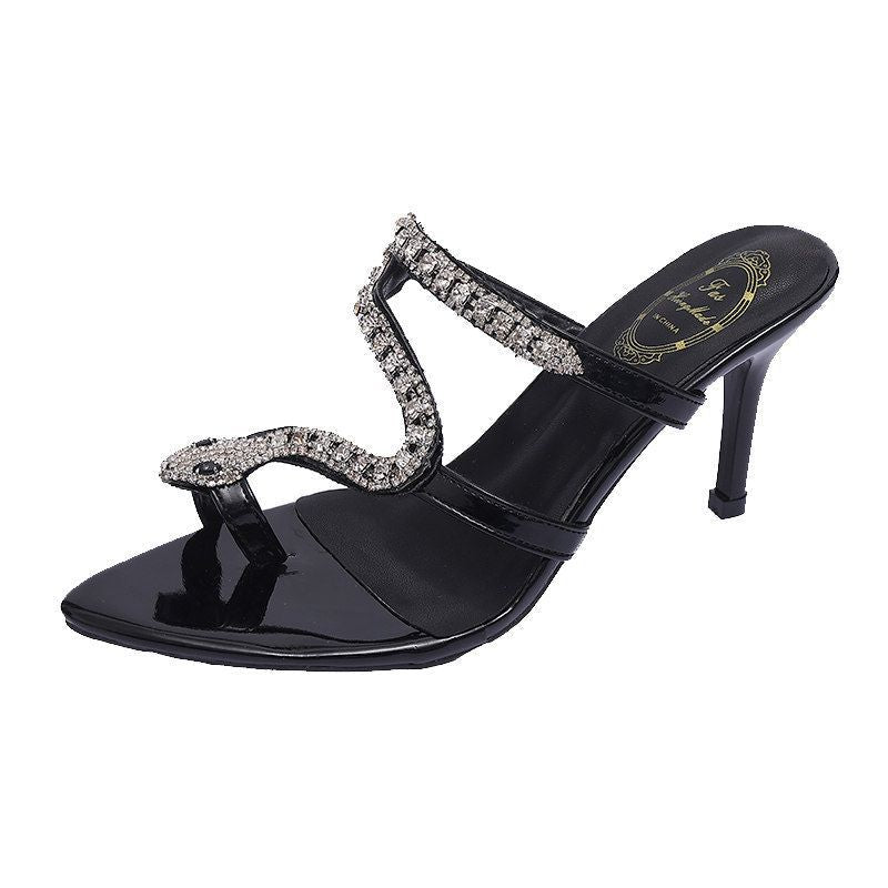 Damen elegante Mules mit funkelnden Strassdetails R&B