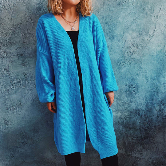 Damen Oversized Strickjacke mit tiefem V-Ausschnitt und lässigem Schnitt R&B