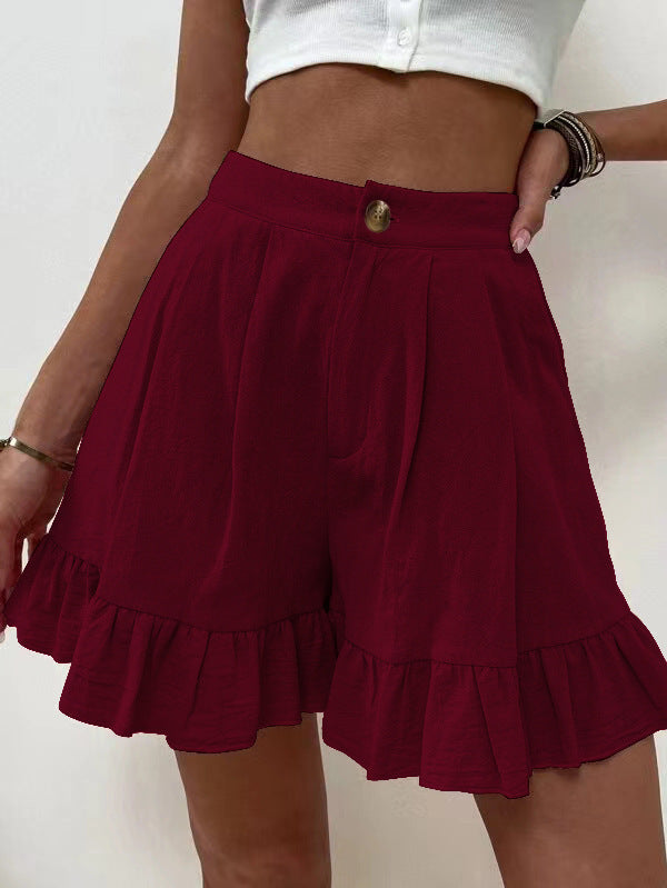 Damen elegante Rüschenshorts R&B