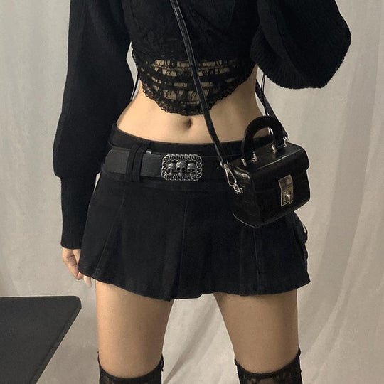 Damen Minirock mit seitlichen Taschen und hohem Bund R&B