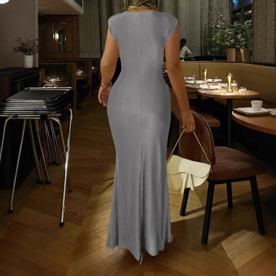 Damen Elegantes Wickel-Maxikleid mit seitlichem Rüschendetail R&B
