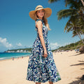 Damen Strandkleid mit floralem Muster und schwingendem Rock R&B