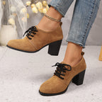 Damen elegante Plateau-Schnürschuhe mit modischem Blockabsatz und komfortablem Fußbett