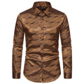 Herren elegantes Langarmhemd mit schimmerndem Wellenmuster R&B