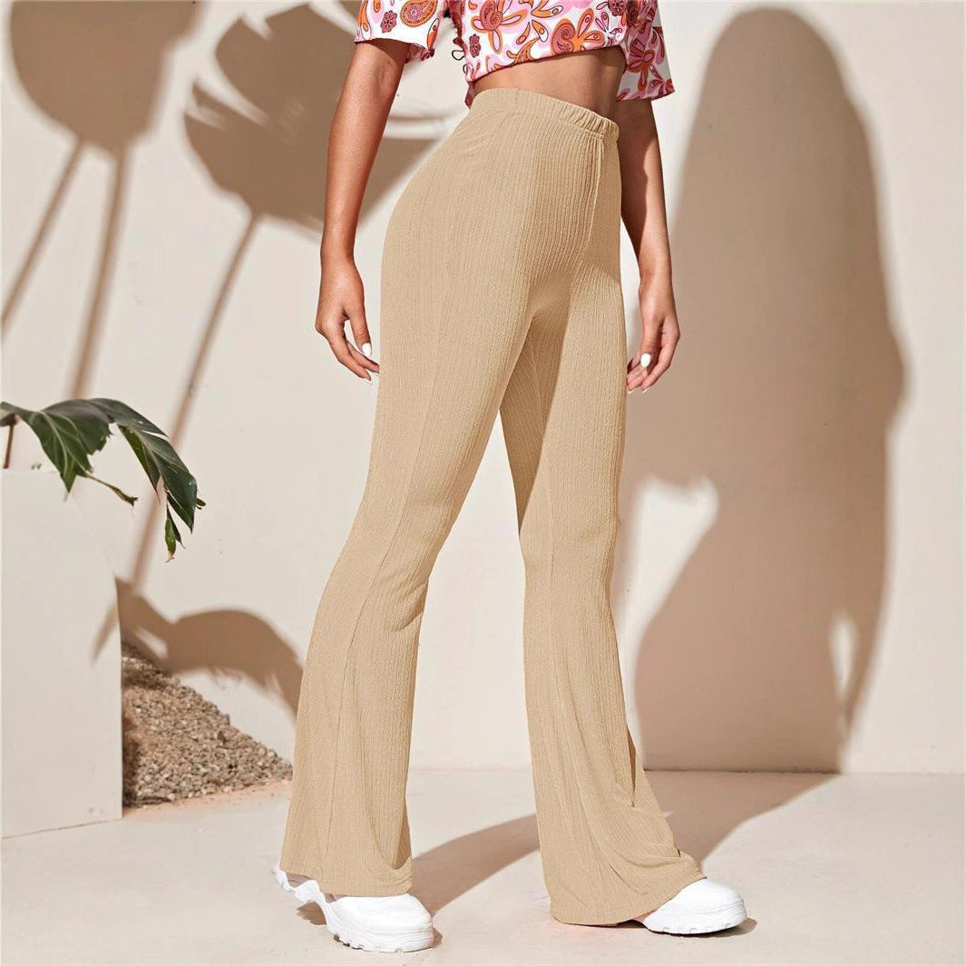 Damen Hochtaillierte Flared-Leggings aus Rippstrick R&B