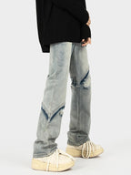 Herren modische Ripped Denim-Jeans im lässigen Schnitt mit asymmetrischem Design