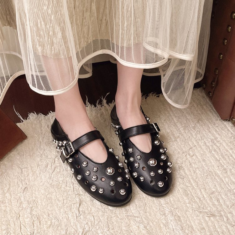 Damen elegante Ballerinas mit Schmuckdetails R&B