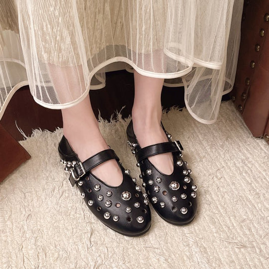 Damen elegante Ballerinas mit Schmuckdetails R&B